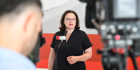 Andrea Nahles beim Pressestatement