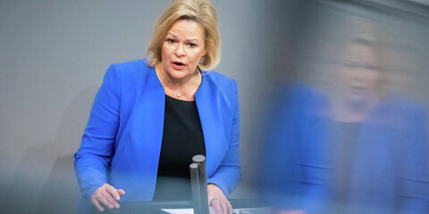 Nancy Faeser (SPD), Bundesministerin des Innern und Heimat, spricht bei der Debatte zur ersten Lesung des Gesetzentwurfs zur Verbesserung der Rückführung und zur Reform des Staatsangehörigkeitsrechts.