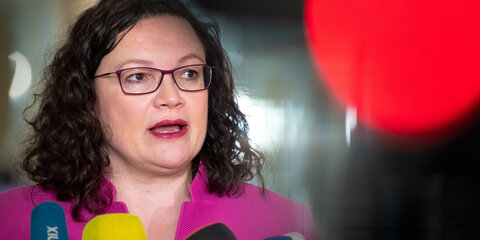 Andrea Nahles beim Pressestatement