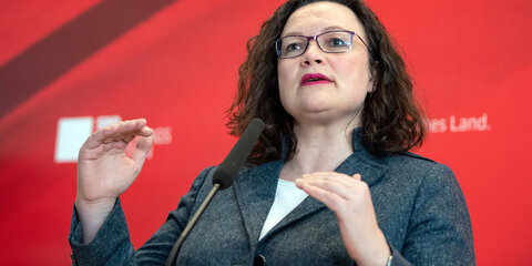 Andrea Nahles beim Pressestatement