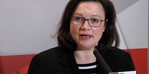 Andrea Nahles beim Pressestatement