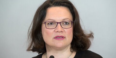 Andrea Nahles beim Pressestatement