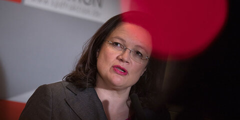 Andrea Nahles beim Pressestatement