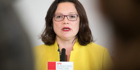 Andrea Nahles beim Pressestatement