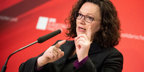 Andrea Nahles beim Pressestatement