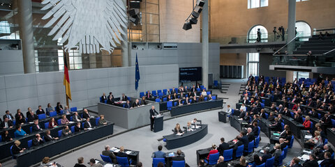 François de Rugy, Präsident der französischen Nationalversammlung, spricht am 22.01.2018 bei der Plenarsitzung des Deutschen Bundestages anlässlich des 55. Jahrestages des Élysée-Vertrages in Berlin.