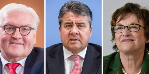  Frank-Walter Steinmeier, Sigmar Gabriel und Brigitte Zypries