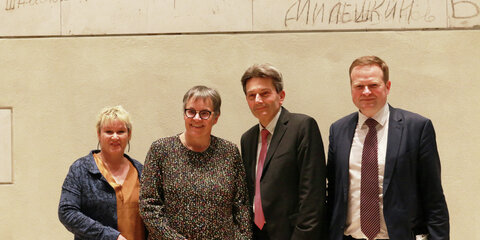 v.l.n.r.: Gabriela Heinrich, Liliane Maury Pasquier, Rolf Mützenich und Frank Schwabe