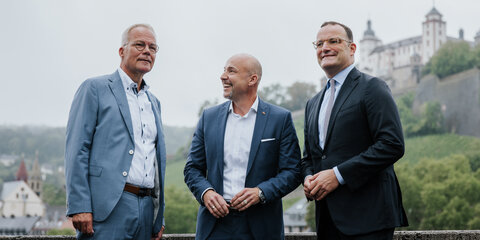 Die Vorsitzenden der SPD-Bundestagsfraktion Matthias Miersch, der CSU-Landesgruppe Alexander Hoffmann und der CDU/CSU-Bundestagsfraktion Jens Spahn.