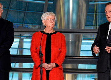 Thomas Oppermann, Volker Kauder und Gerda Hasselfeldt beim Pressestatement