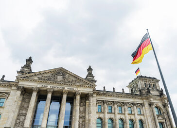 Das Reichstagsgebäude, Sitz des Deutschen Bundestages, in Berlin.