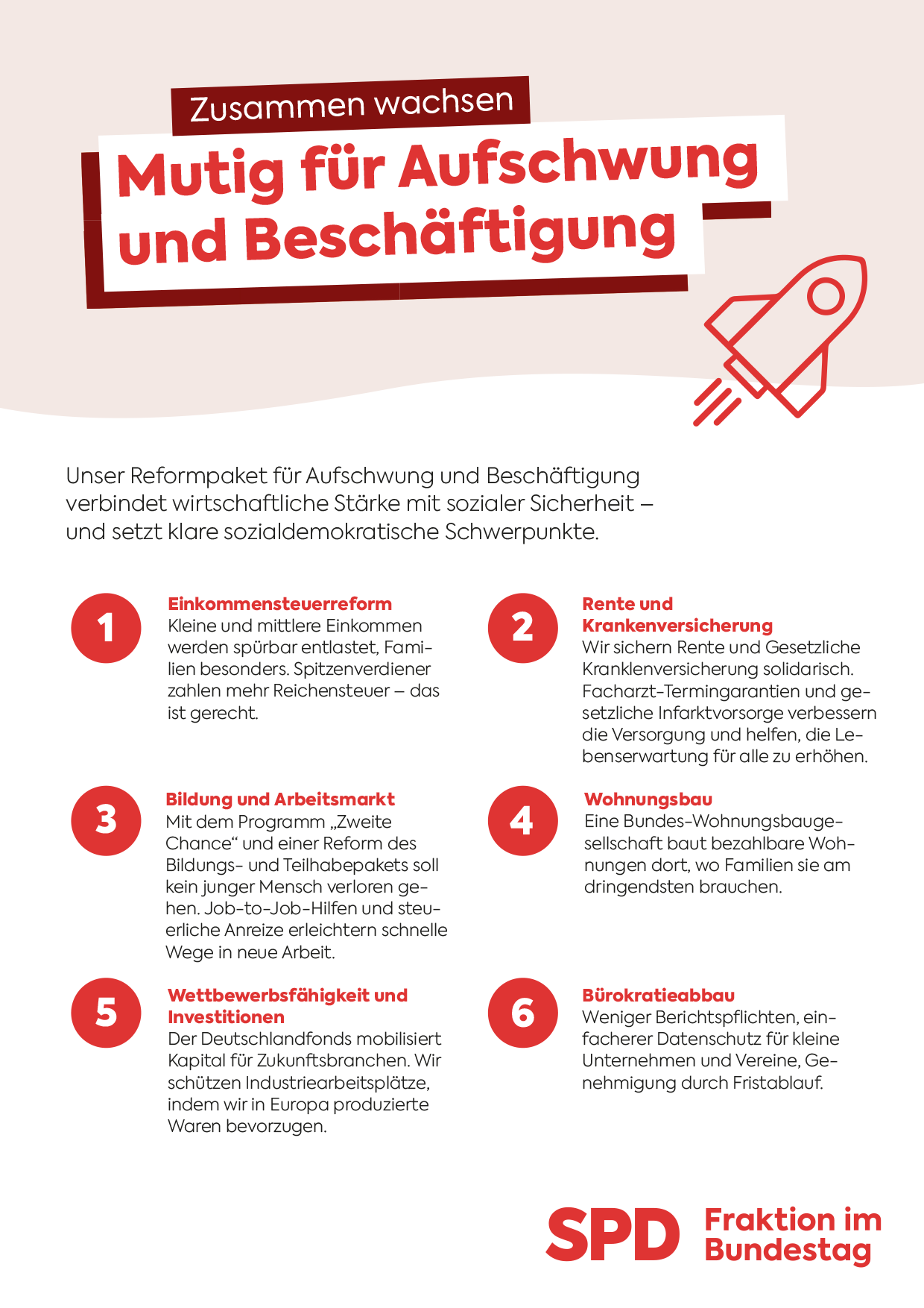 Flyer: Zusammen wachsen – Mutig für Aufschwung und Beschäftigung